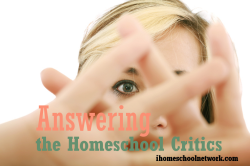 Lady holding her hands in front of the camera. For a blog post about answering the homeschool critics