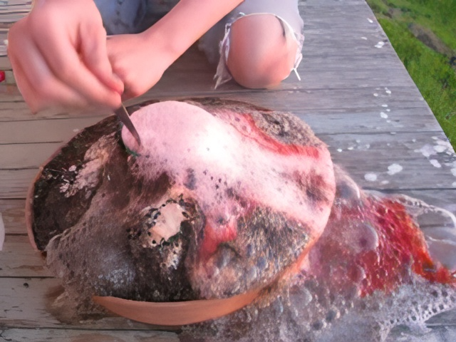 child doing vinegar and baking soda volcano experiment