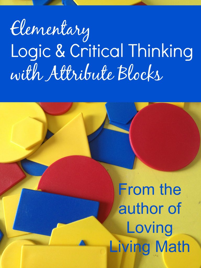 Blog image of yellow, red, and blue attribute blocks in a pile. For a post about logic and critical thinking for elementary schoolers.