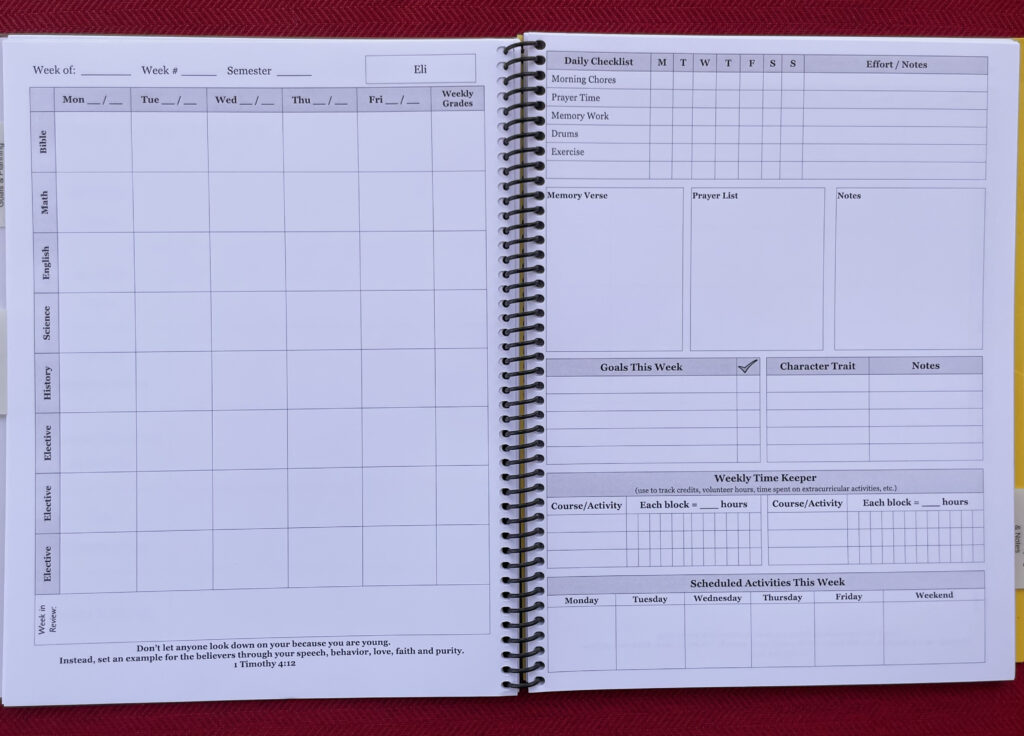 student planner page