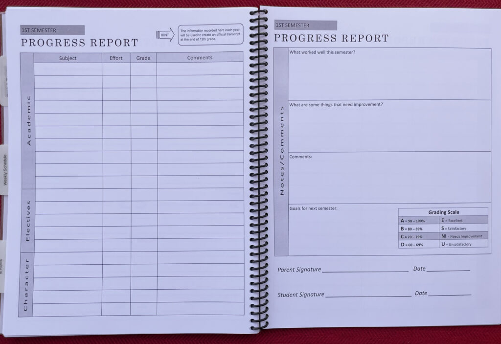 student planner page