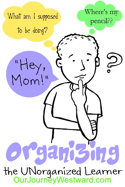 Outline of a boy thinking. The image if for a blog post about organizing an unorganized learner.