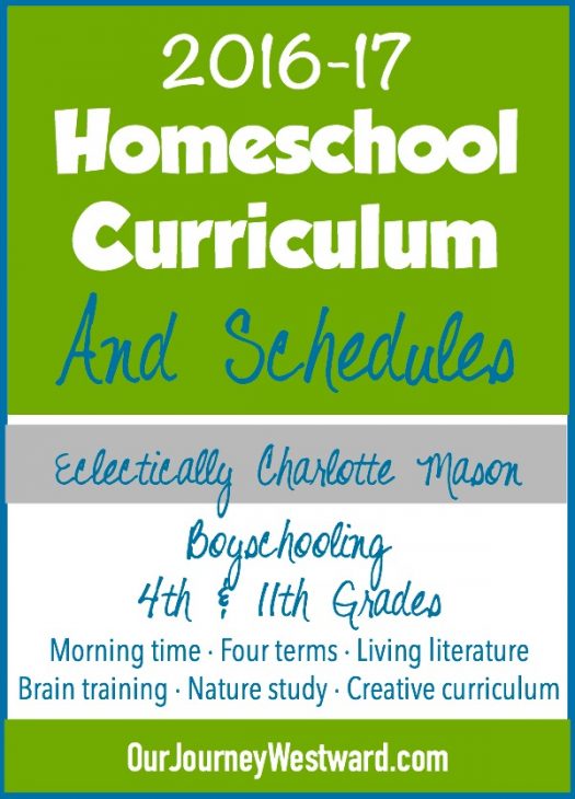 Homeschool Curriculum and Schedule for 4th and 11th Grade Boys