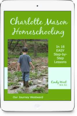 Little boy walks through a stream on the cover of a book about Charlotte Mason Homeschooling.