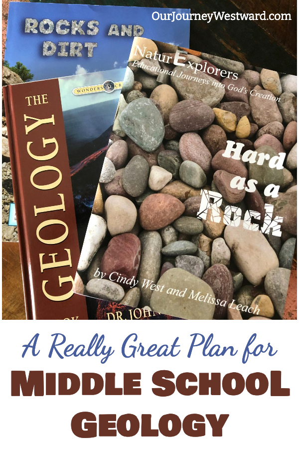 A trio of geology books for kids for a blog post about middle school geology.