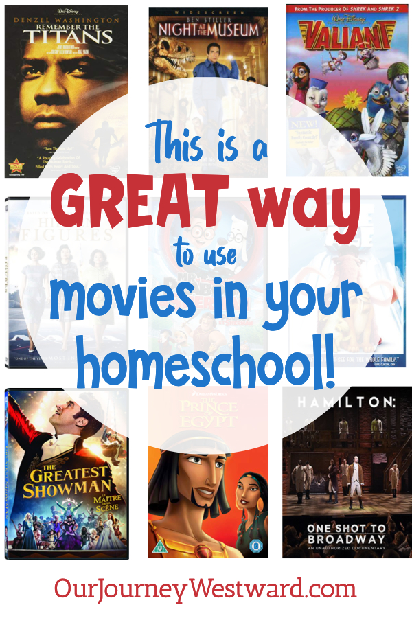 Nine educational movies in a pinnable image about using movies in your homeschool.