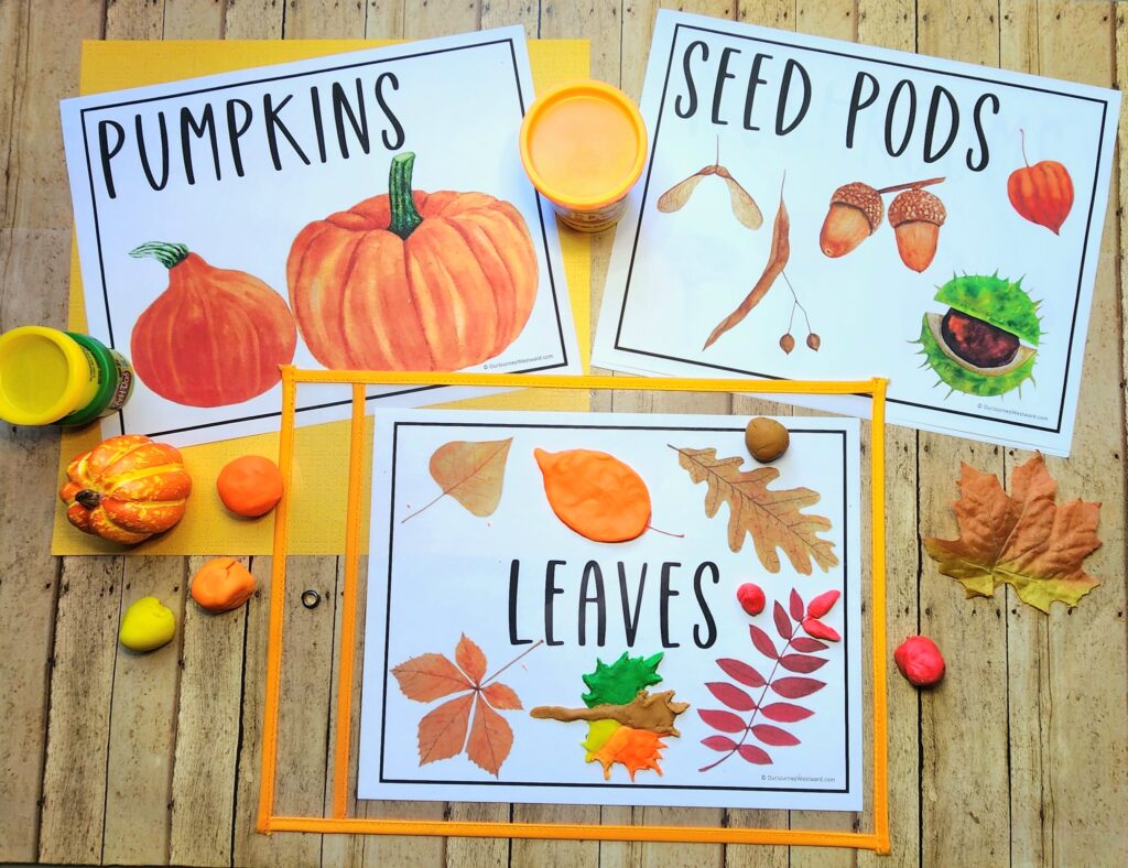 Your kids will love playing with these FREE Autumn nature play dough mats!