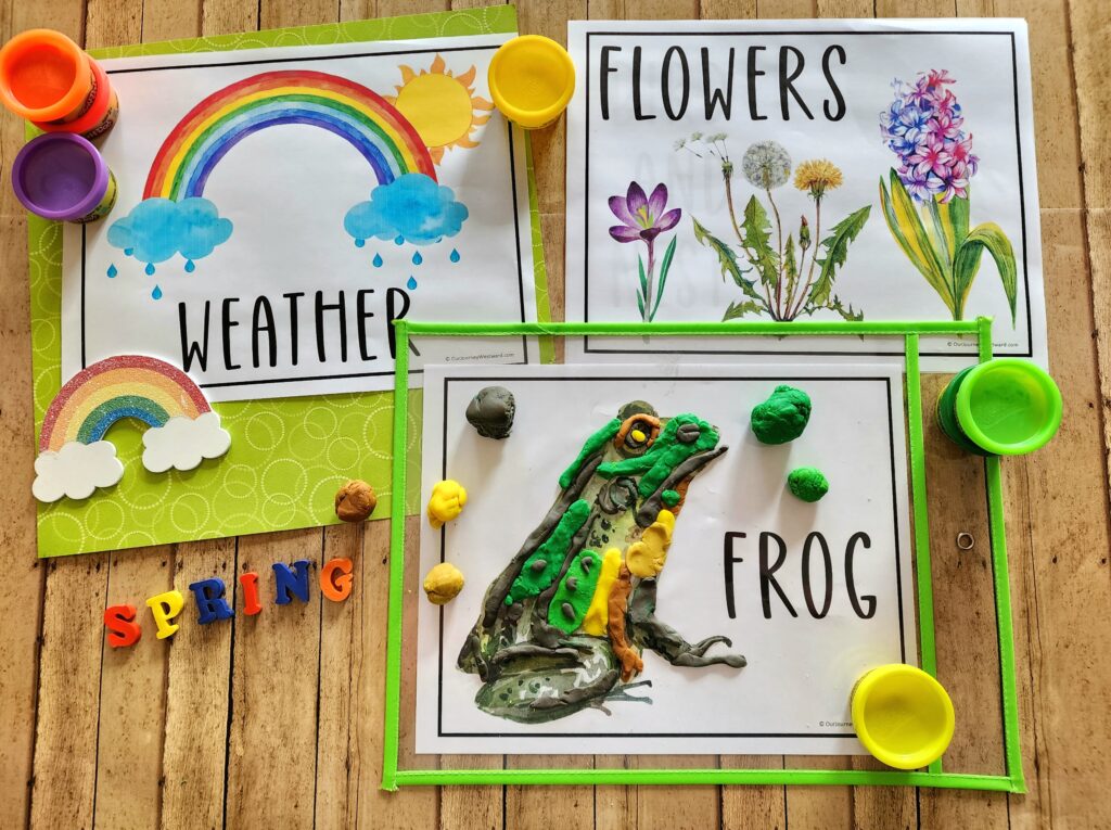 Have fun and learn lots when you play with these spring play dough mats!
