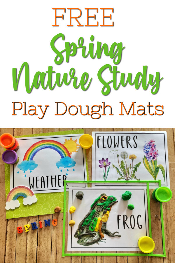 rainbow, frog, and flowers play dough mats