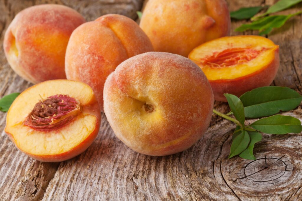 peaches on a table